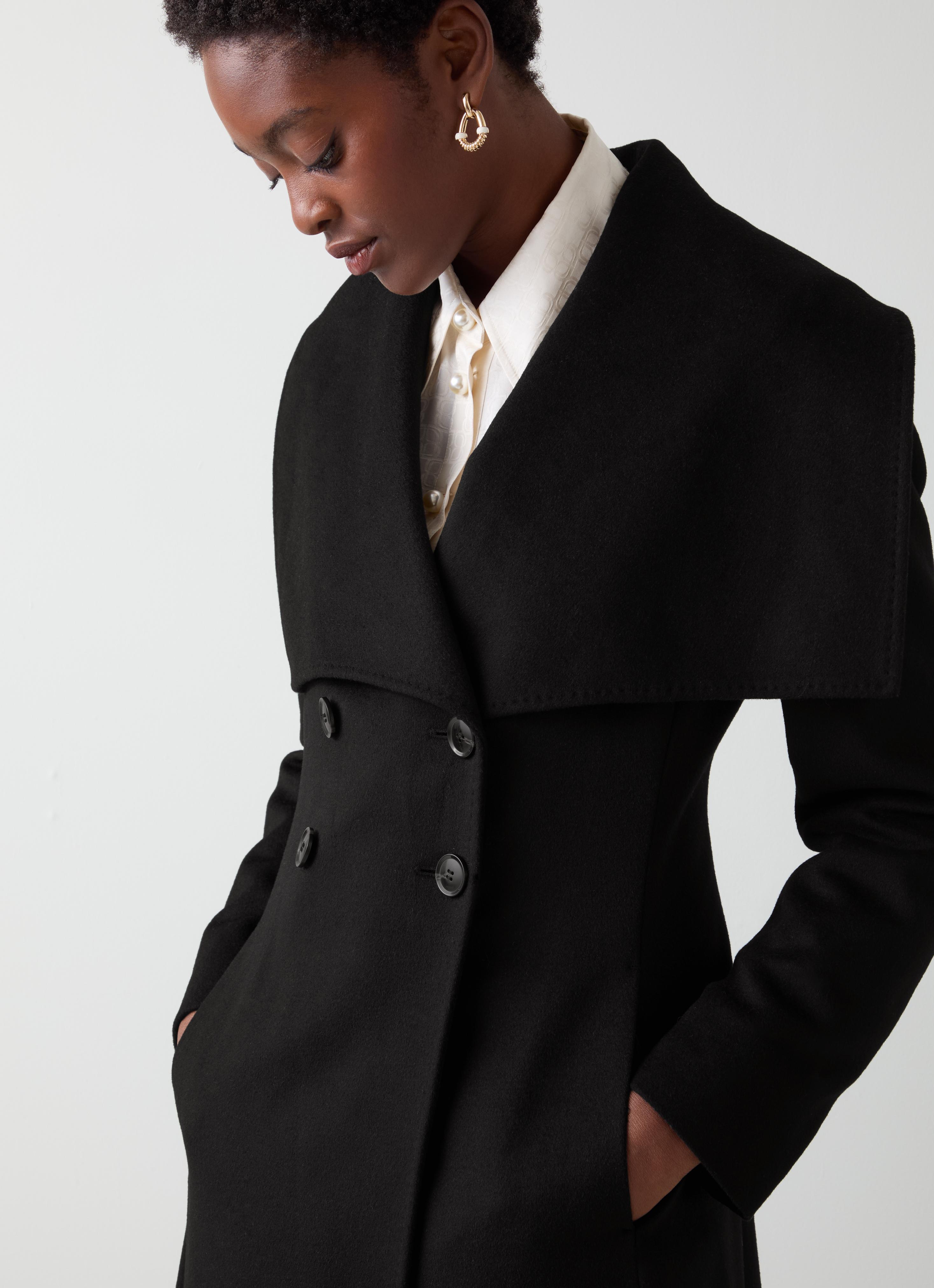 Rose Black Wool Large Collar Coat | Coats & Jackets | Clothing